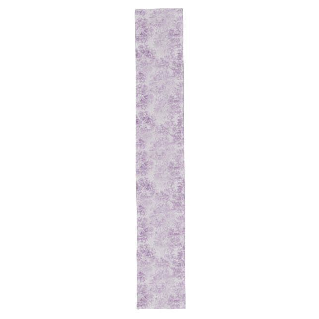 rustic purple, shabby chic,pale lavender florals, long table runner (Front)