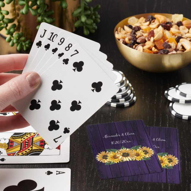 Rustic Purple Sunflower Playing Cards (In Situ)