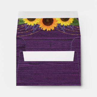 Rustic Purple Sunflower RSVP Card Return Address Envelope