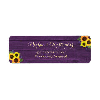 Rustic Purple Sunflowers Wedding Return Address