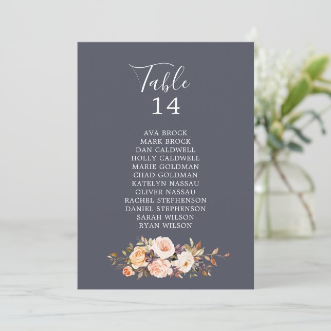 Rustic | Purple Table Number Seating Chart Cards (Standing Front)