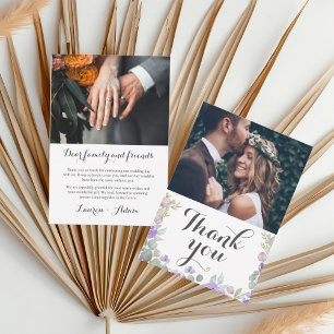 Rustic Purple Watercolor Floral Wedding Thank You