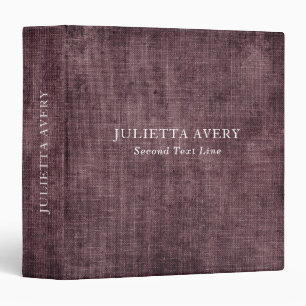 Rustic Purple Wine Linen Texture Elegant Binder