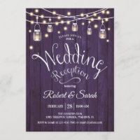 Rustic Purple Wood & Lights Wedding Reception