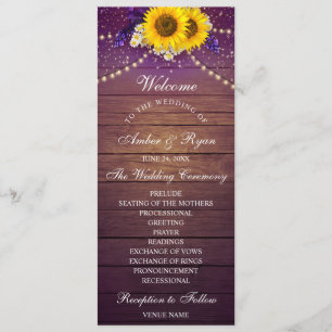Rustic Purple Yellow Sunflower Floral Country Barn Program