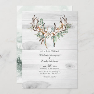 Rustic QR Code RSVP Bohemian Wedding Invitation