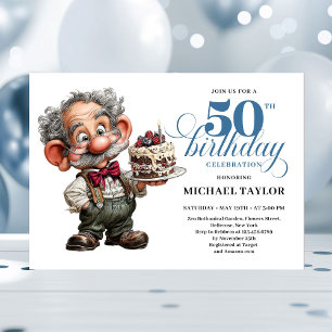 Rustic Quirky Man 50th Birthday Whimsical Humor  Invitation
