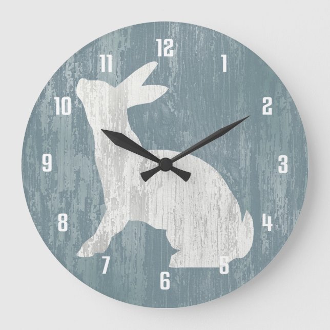 Rustic Rabbit Large Clock (Front)