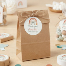 Rustic rainbow baby shower thank you