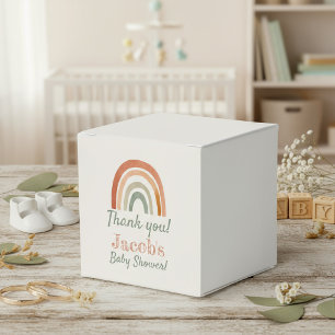 Rustic rainbow baby shower thank you favor box