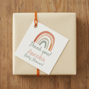 Rustic rainbow baby shower thank you favour tags