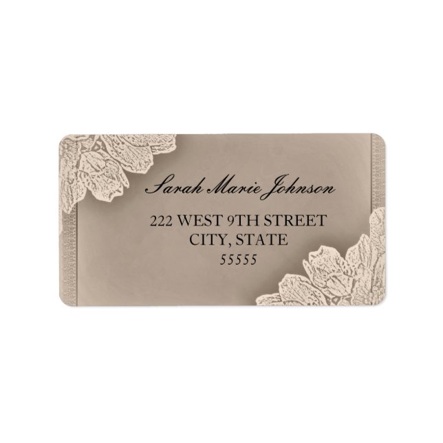 Rustic Raised Floral Wedding Address Labels (Front)