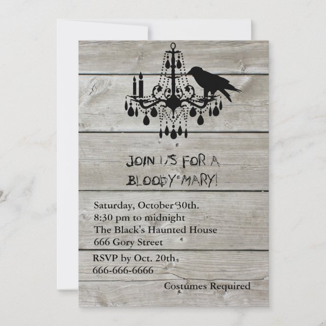 Rustic Raven Halloween Invitation (Front)
