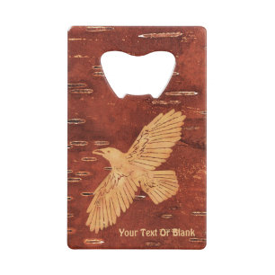 Rustic Raven On Inner Birch Bark Credit Card Bottle Opener