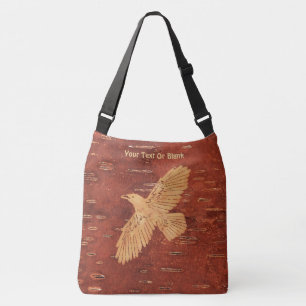 Rustic Raven On Inner Birch Bark Crossbody Bag
