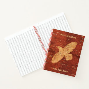 Rustic Raven On Inner Birch Bark Notebook