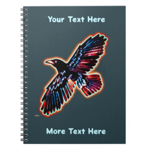 Rustic Raven On Inner Birch Bark Notebook