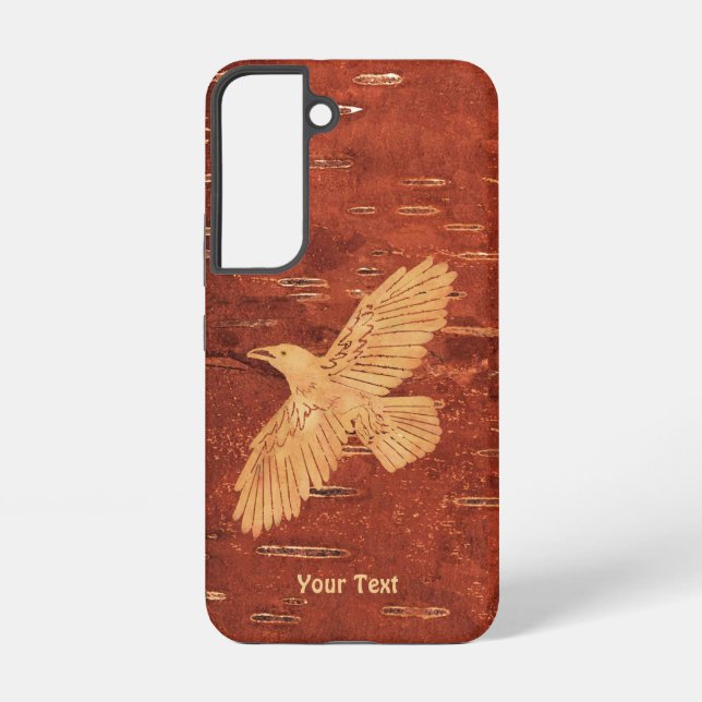 Rustic Raven On Inner Birch Bark OtterBox iPhone C Samsung Galaxy S22 Case (Back)