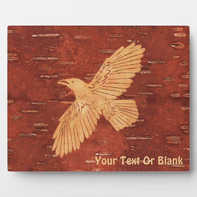 Rustic Raven On Inner Birch Bark Plaque (Front)