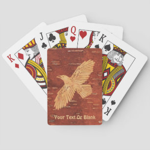 Rustic Raven On Inner Birch Bark Playing Cards