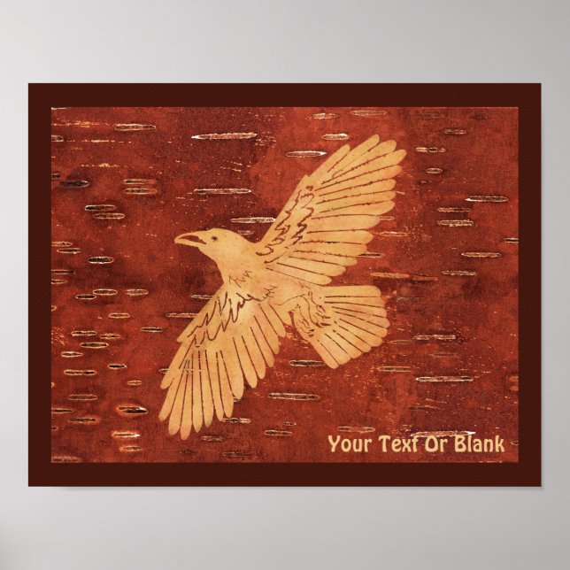 Rustic Raven On Inner Birch Bark Poster (Front)