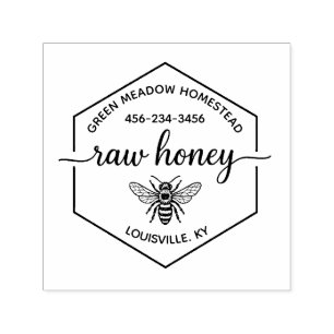 Rustic Raw Honey Bee Farm  Self-inking Stamp