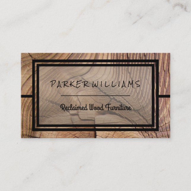 Rustic Reclaimed Wood Furniture Business Card (Front)