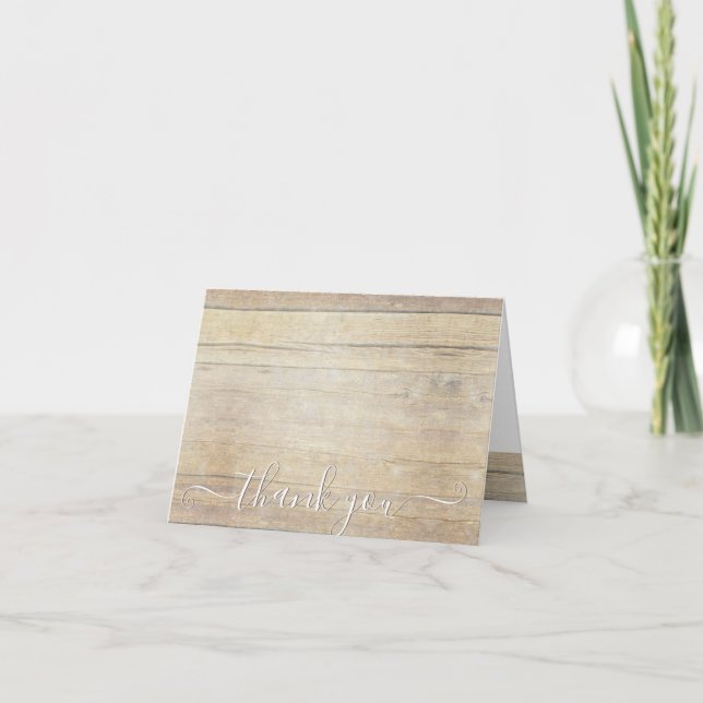 Rustic Reclaimed Wood Script Flourish Thank You (Front)