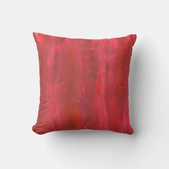 Rustic Red Abstract Watercolor Painting Throw Pillow (Front)