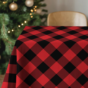 Rustic Red and Black Buffalo Plaid Tablecloth