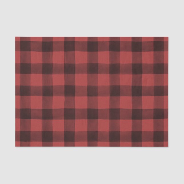 Rustic Red and Black Buffalo Plaid Tissue Paper (Front)