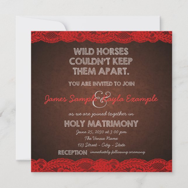 Rustic Red and Brown Country Wedding Invitation (Front)