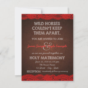 Rustic Red and Brown Country Wedding Invitation