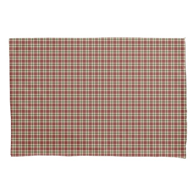 Rustic Red and Green Tartan Plaid Pillowcase (Front)