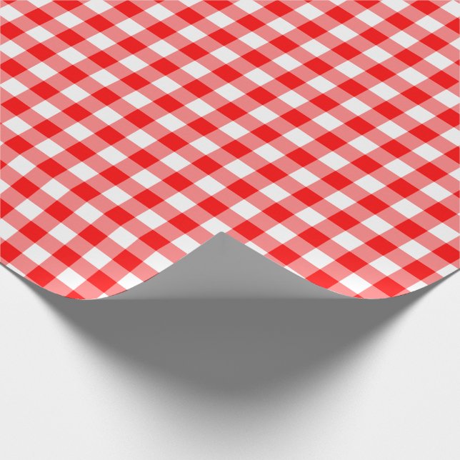 Rustic Red and White Gingham Pattern Wrapping Paper (Corner)