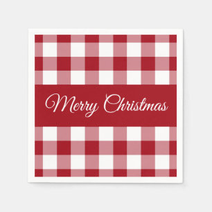 Rustic Red And White Plaid Christmas Napkin