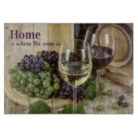 Rustic Red and White Wine Glasses Grapes Barrel