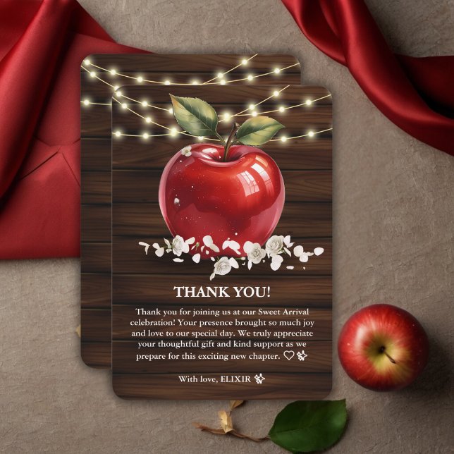 Rustic Red Apple Floral Baby Shower Thank You Card (Creator Uploaded)