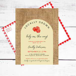 Rustic Red Apples Locally Grown Modern Baby Shower Postcard