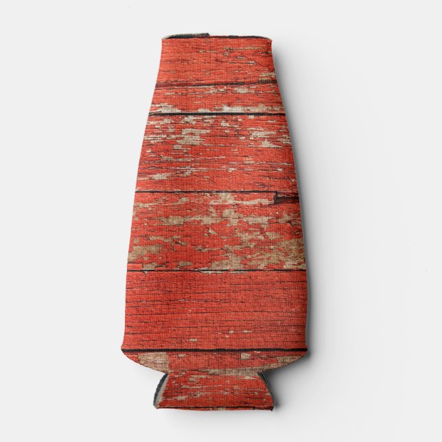 Rustic red barn siding photo on bottle cooler (Front)