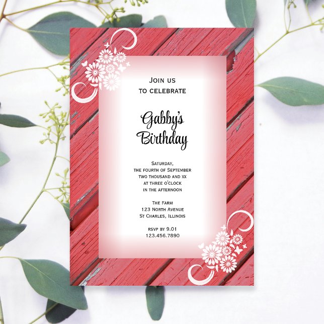 Rustic Red Barn Wood Country Birthday Party Invitation (Creator Uploaded)