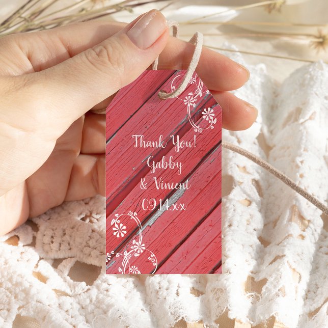 Rustic Red Barn Wood Country Wedding Favour Tag (Creator Uploaded)