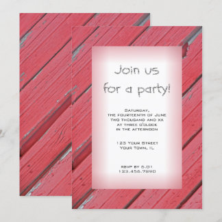 Rustic Red Barn Wood Party Invitation