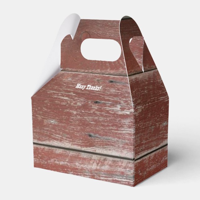 Rustic Red Barn Wood Personalized Favour Box (Front Side)