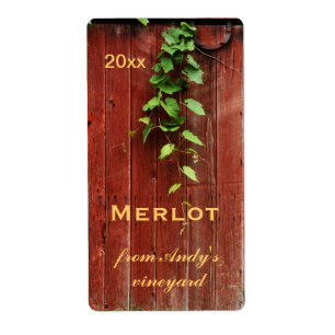 rustic red barn wooden planks with grapevine