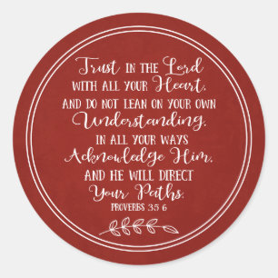 Rustic Red Bible Verse Christian Typography Classic Round Sticker