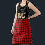 Rustic red black buffalo monogram name kitchen apron<br><div class="desc">Rustic red black buffalo plaid monogram name kitchen Apron.
You can add your own name and text to personalize.</div>