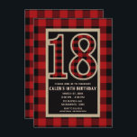 Rustic Red Black Buffalo Plaid 18th 18 Birthday Invitation<br><div class="desc">Rustic Red Black Buffalo Plaid 18th 18 Birthday Invitations.</div>