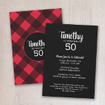 Rustic Red & Black Buffalo Plaid Birthday Party Invitation<br><div class="desc">A rugged and masculine design with an area for monograms. A classic, traditional pattern that has been around for years. If you need to adjust the artwork or change the font, you can click on the customize area. This will take you to the design tool where you can make many...</div>