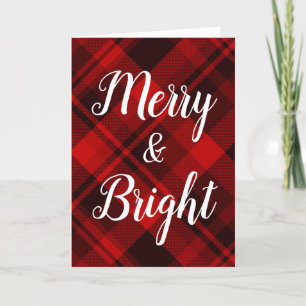 Rustic Red Black Buffalo Plaid Blank Christmas Holiday Card
